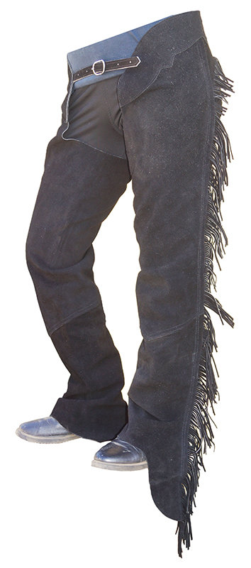 Western-Chaps Wildleder mit Fransen L schwarz